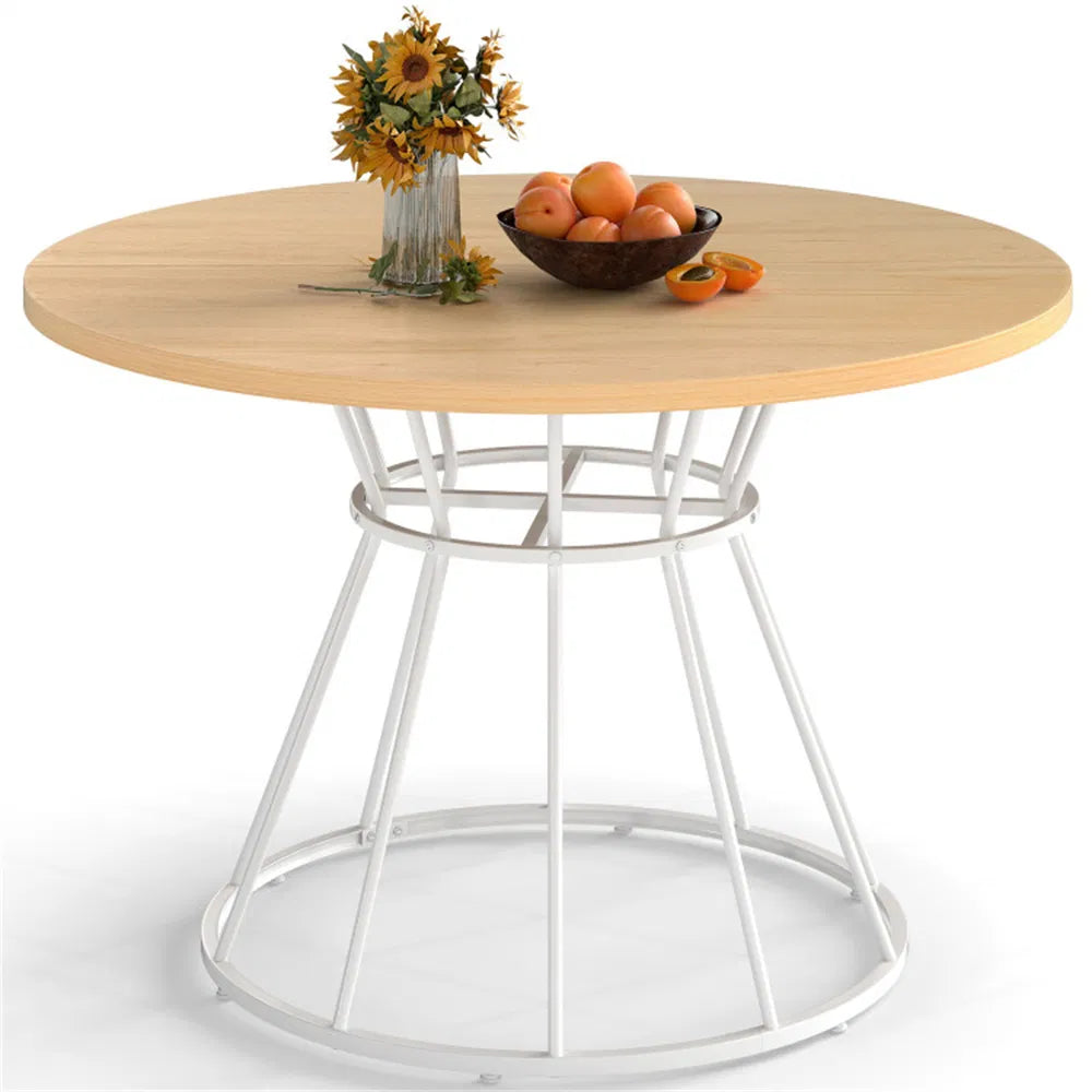 47" Round Dining Table for 4-6 People - Hourglass Metal Base