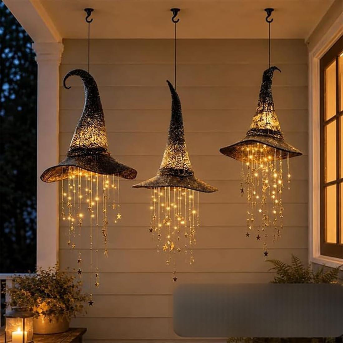 Glowing Witch Hat Hanging Bell Craft for Home and Garden Decor