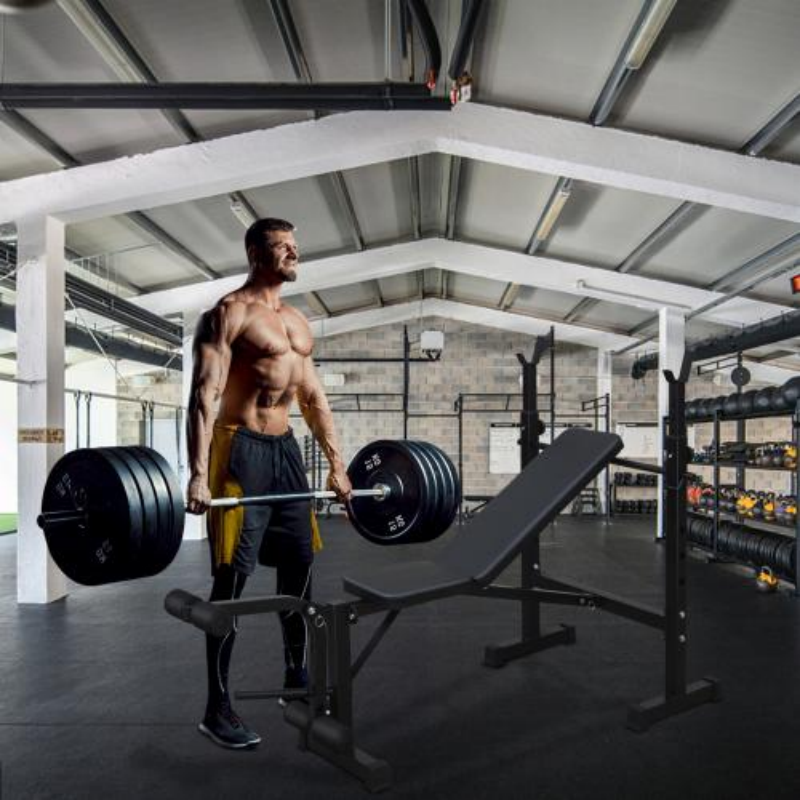 Olympic Weight Bench Set with Squat Rack for Home Gym