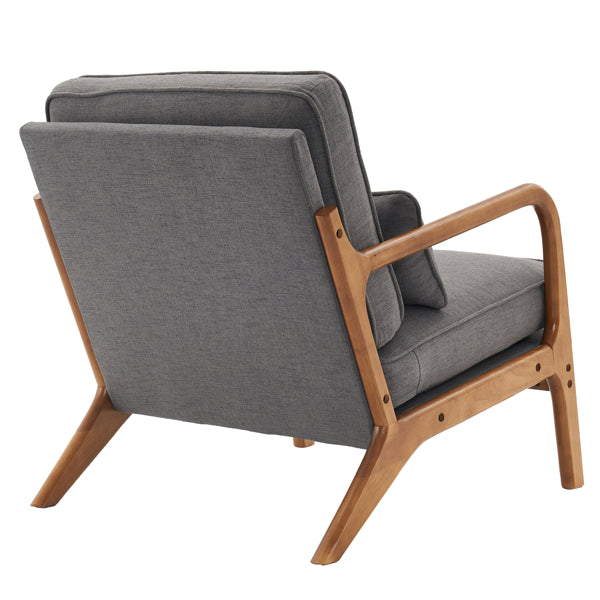 Dark Grey Upholstered Oak Lounge Chair - Indoor Seating