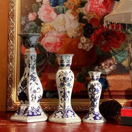 Ceramic Blue-and-White Porcelain Candle Holder - Multiple Sizes & Styles