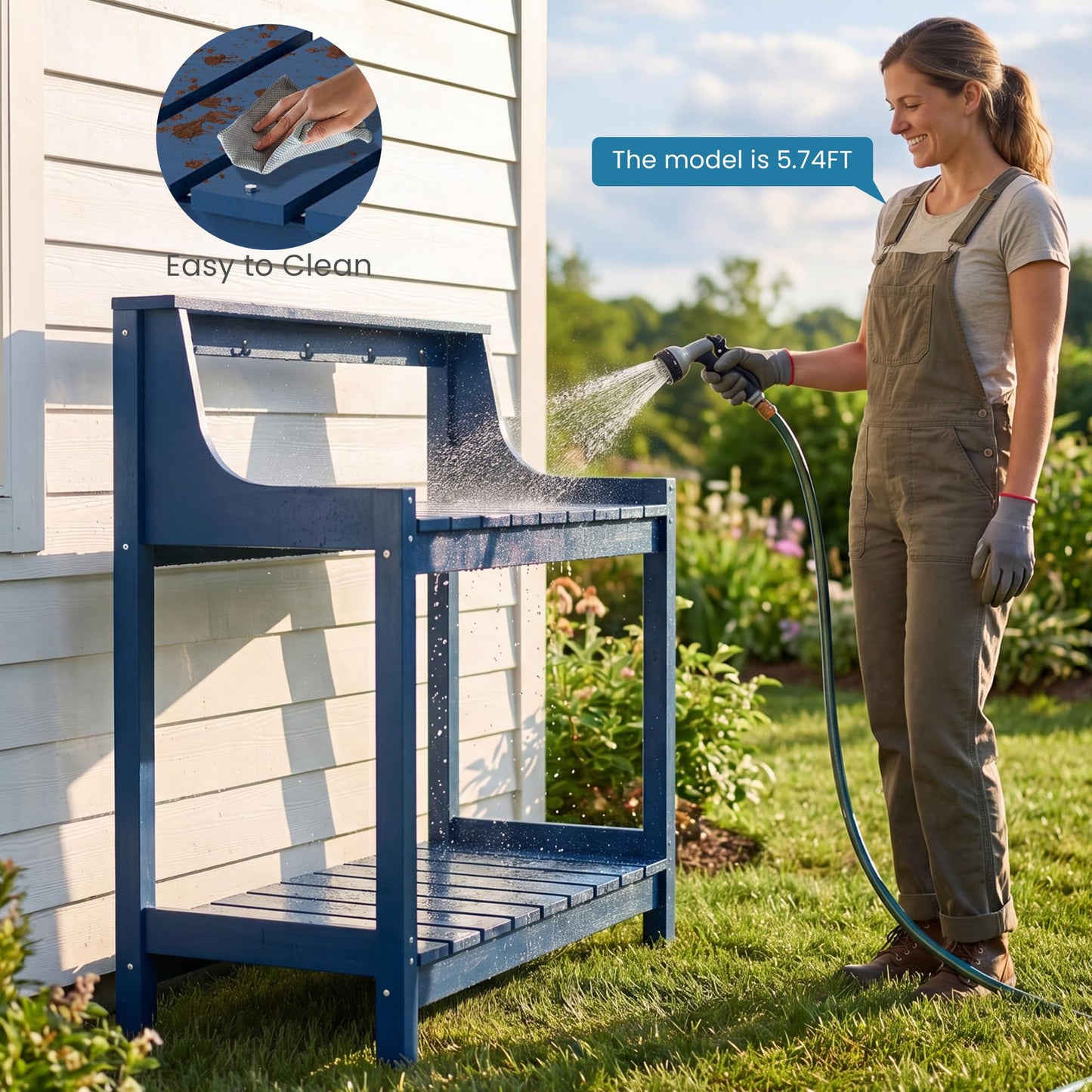Potting Benches For Outside, HDPE Garden Table All Weather, Outdoor