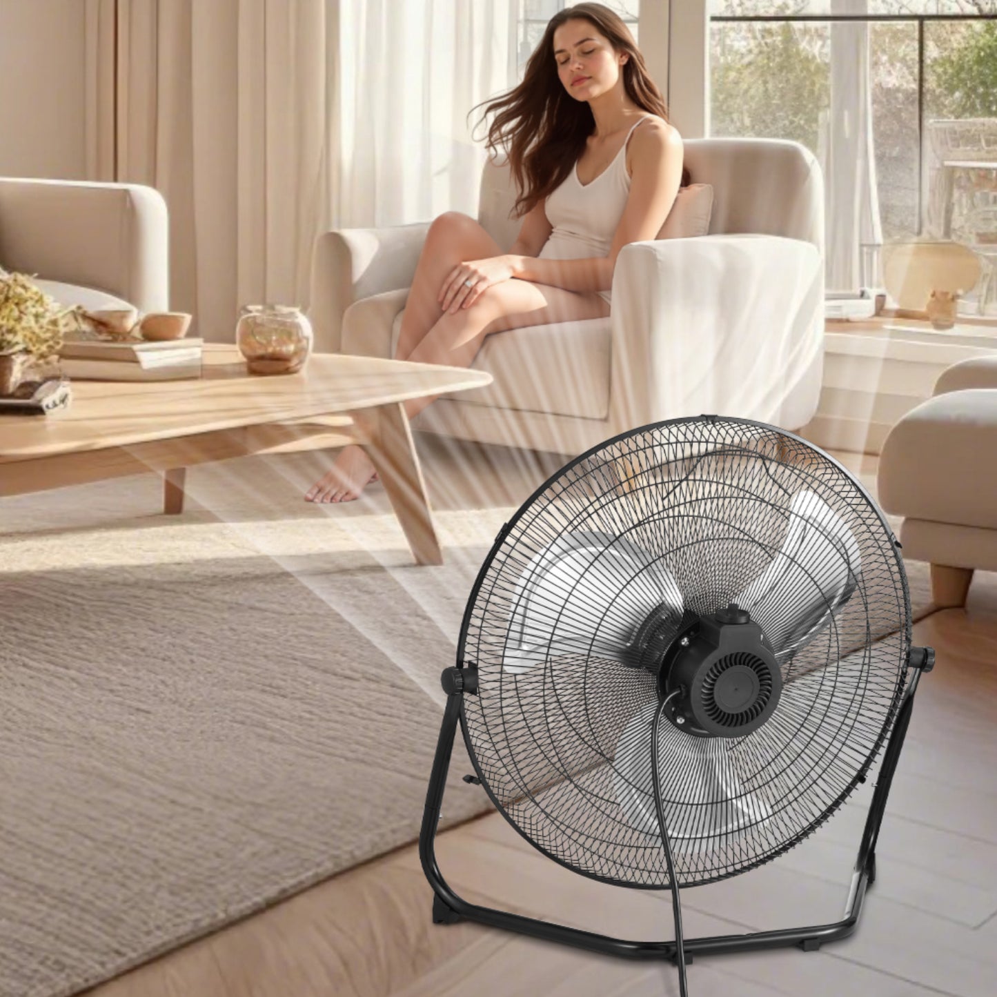 High-Velocity 20-Inch Floor Fan - 3 Speeds, Adjustable Tilt