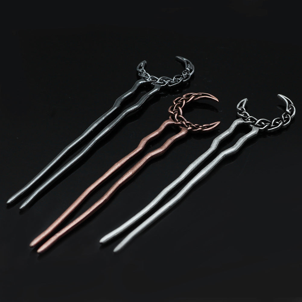 Simple Moon Hairpin - Geometric Alloy