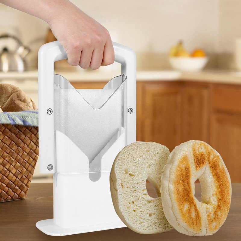 Bagel Cutter Slicer with Safety Handle Stainless Steel Bread Knife - Reusable Kitchen Tool