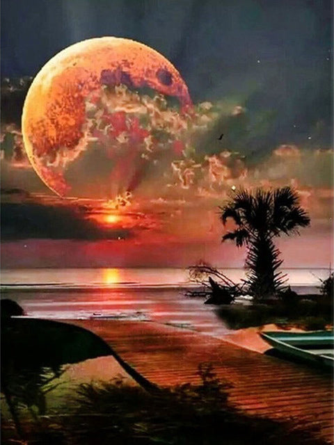 DIY Moon Full Square Diamond Painting Embroidery Home Decor