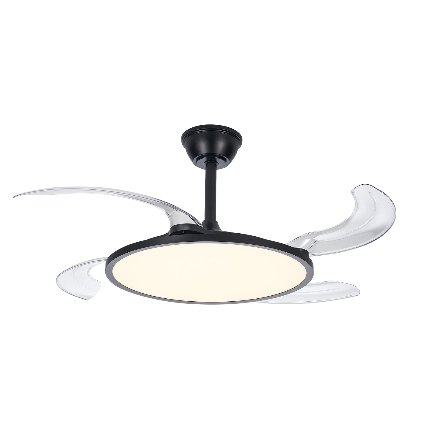 42-Inch Retractable Ceiling Fan with Light & Remote - Black