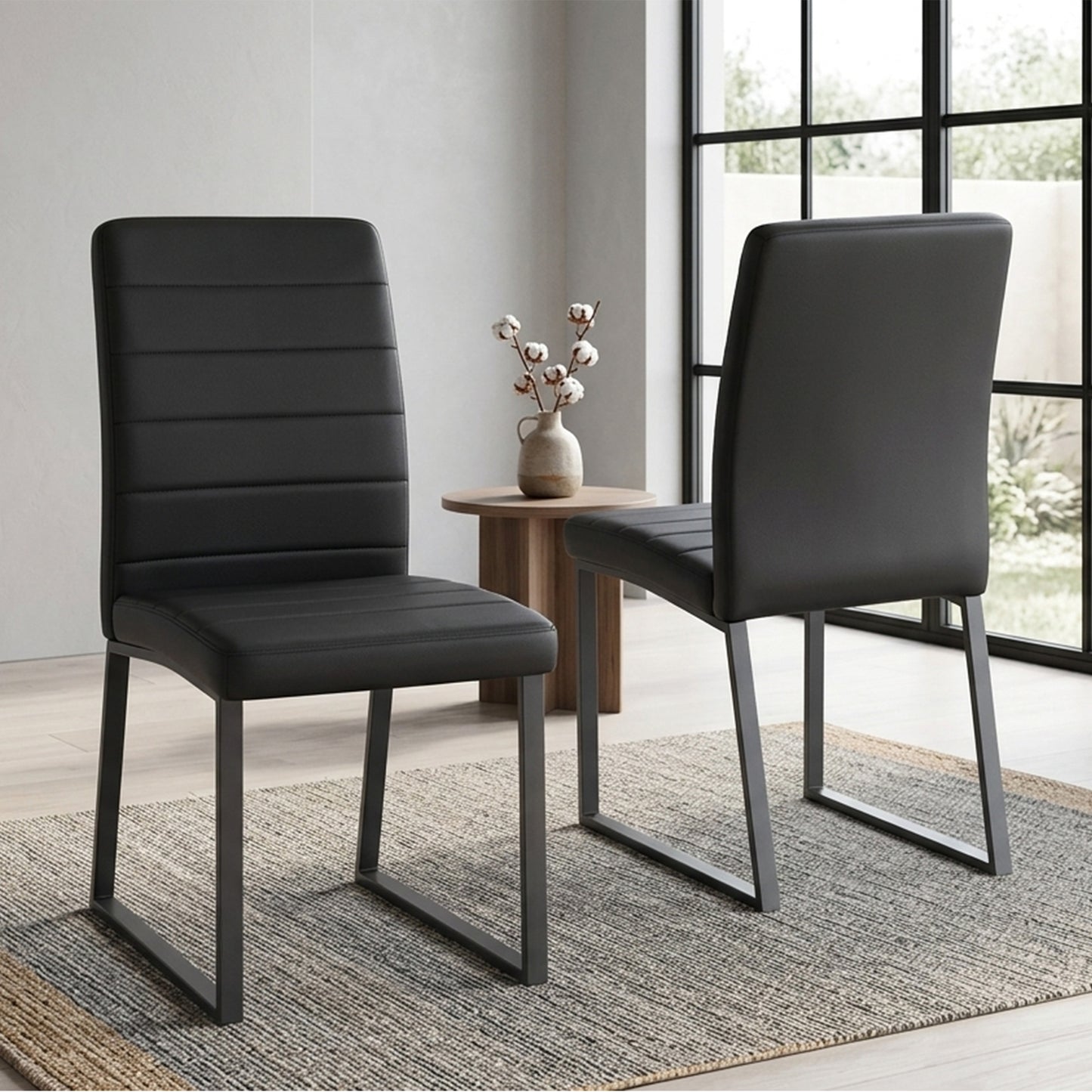 2-Pack - Premium PU Office Dining Chairs With High-density Foam,