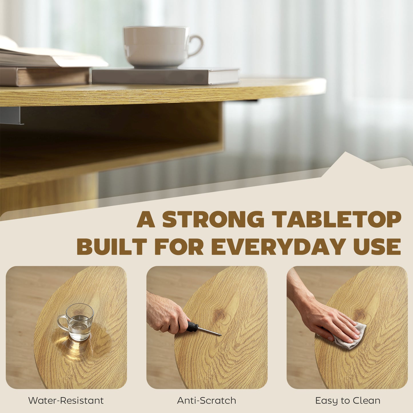 Extendable Dining Table for 6, 60" Farmhouse Kitchen with 2-Tier