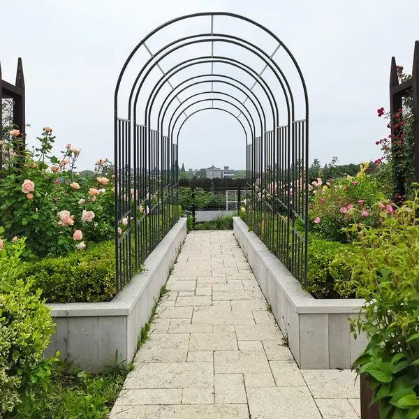 Metal Garden Arch for Climbing Plants - Black 85.82" Height