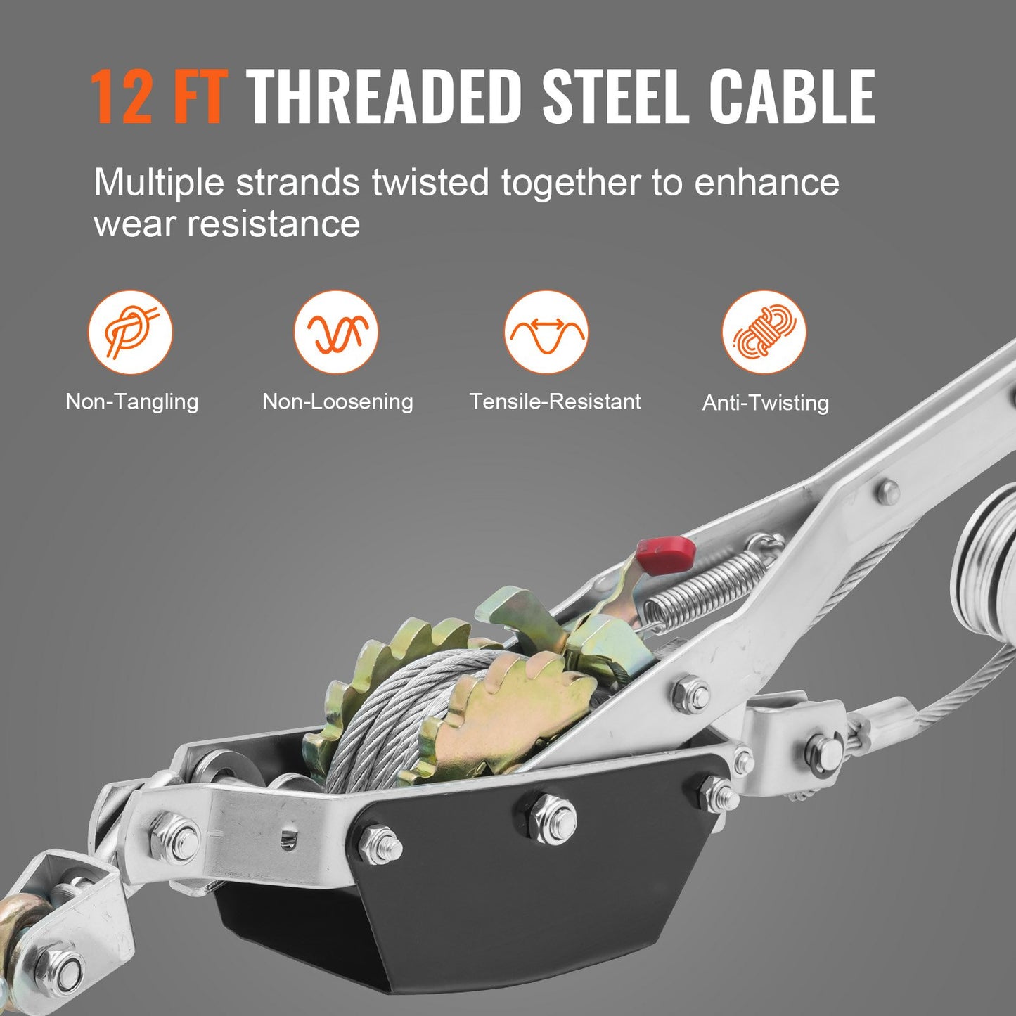 Heavy Duty Power Puller Winch 2 Ton 4409 lbs with Steel Cable and Dual Gear