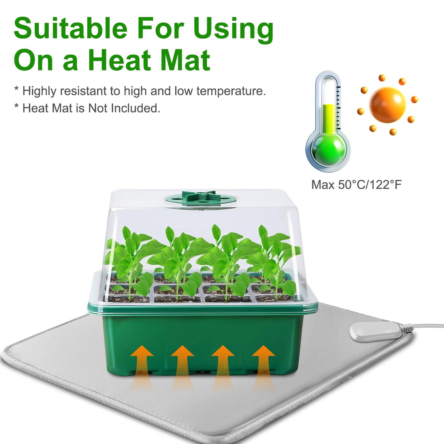 Seed Starter Tray Kit with Grow Lights Humidity Dome for Indoor Gardening