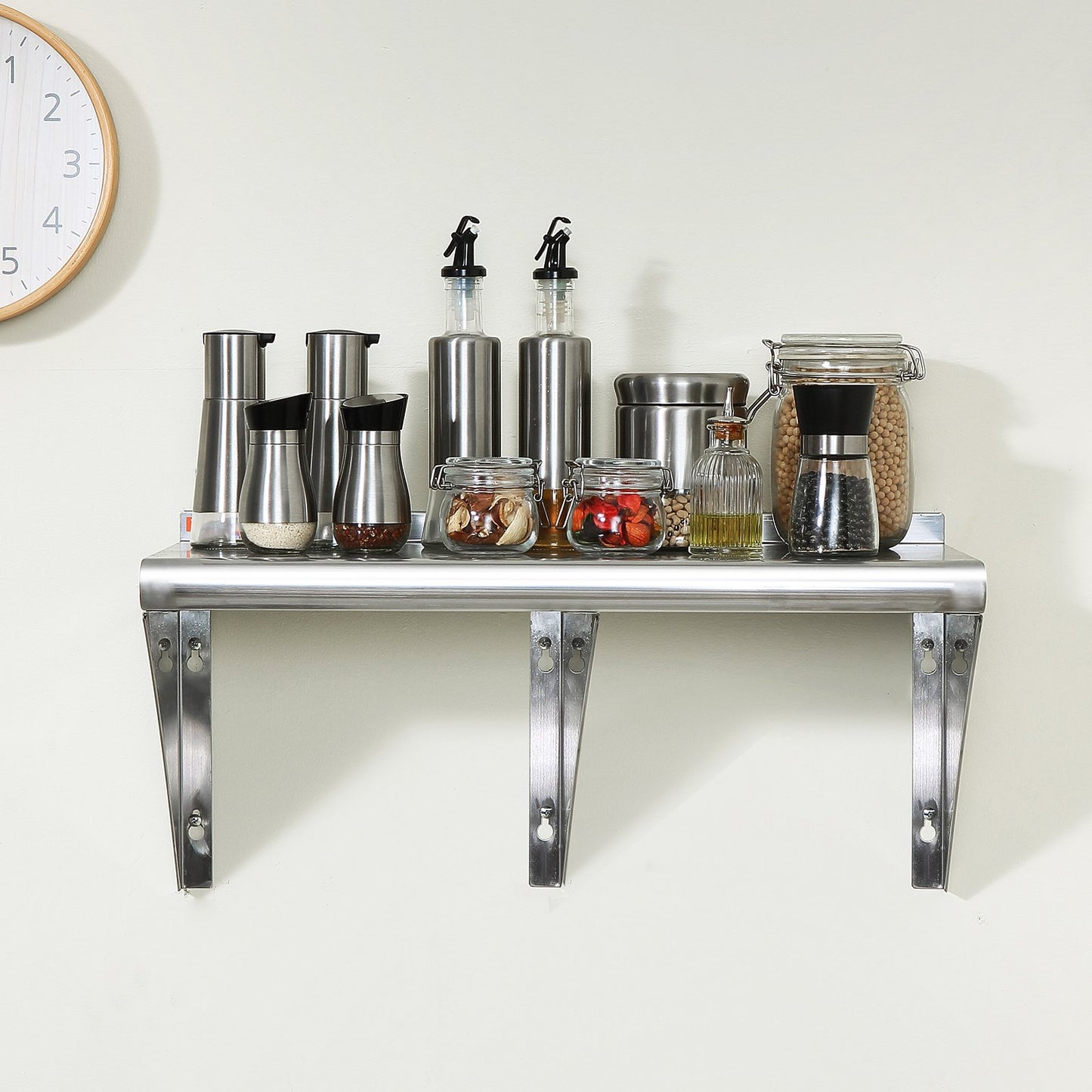 Heavy Duty Stainless Steel Floating Shelf - 18' x 72' - 500 LBS Capacity