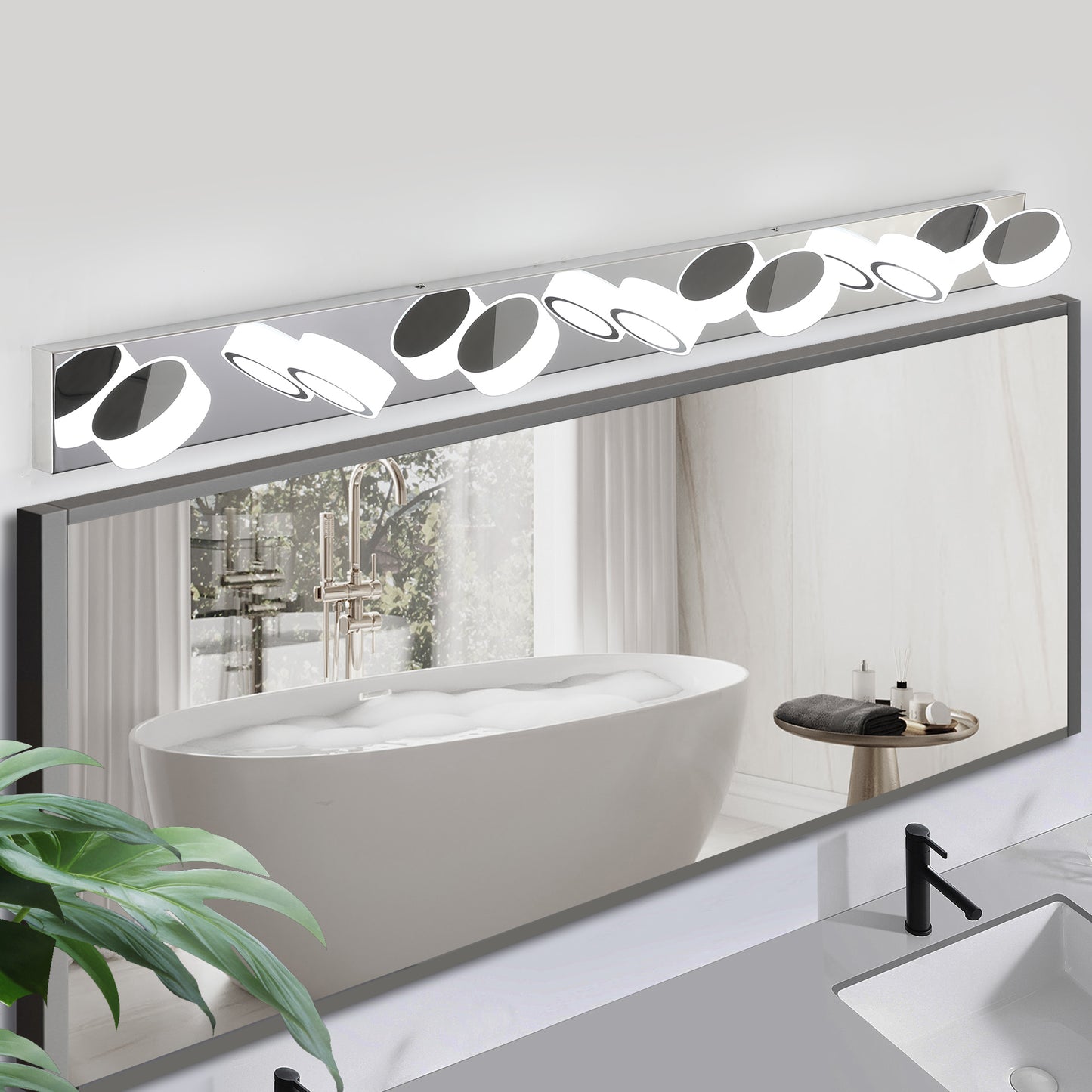 Modern 7-Light LED Vanity Light Fixture - Chrome & Acrylic Shades