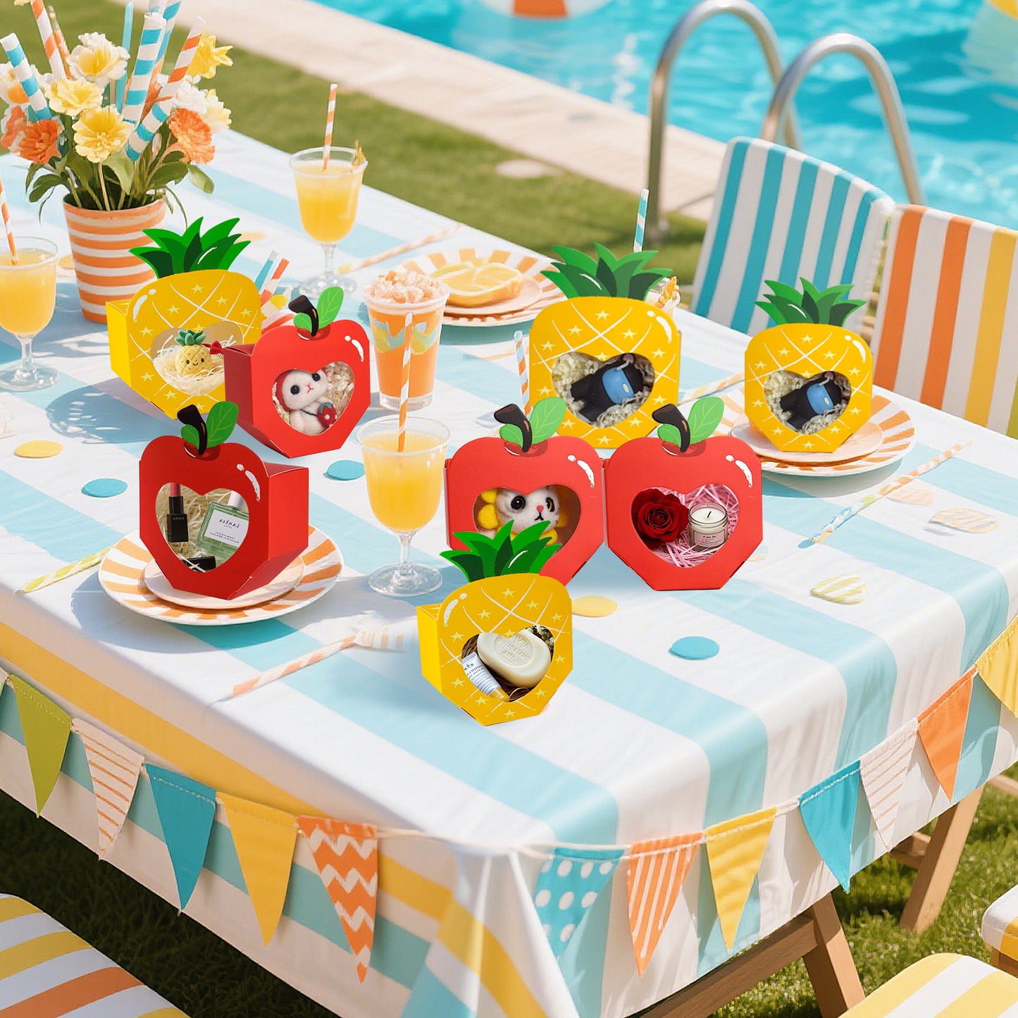 20 Pcs Cute Fruit Shaped Candy Gift Boxes - Yellow & Red