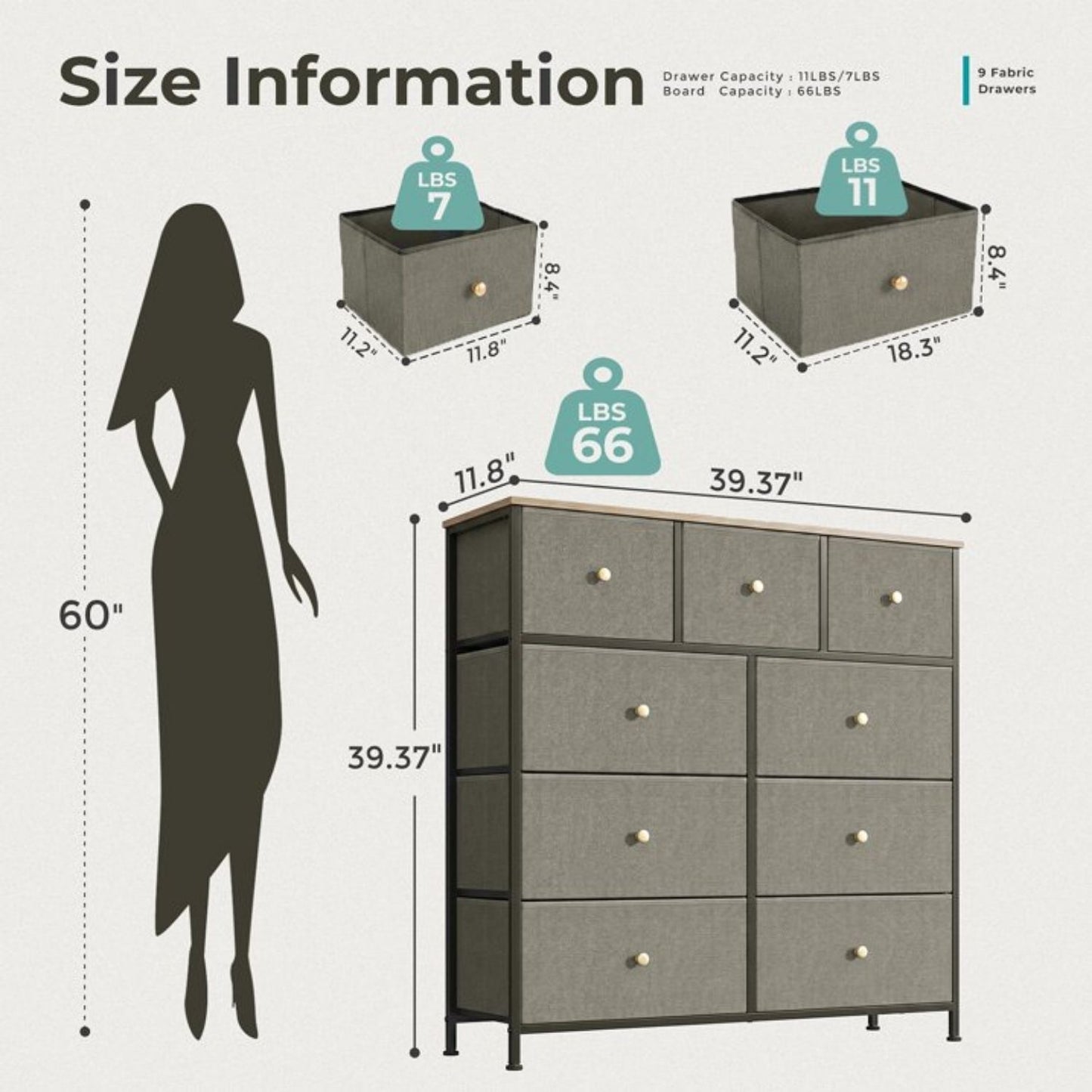 Fabric Dresser - Versatile Chest of Drawers for Bedroom & Entryway