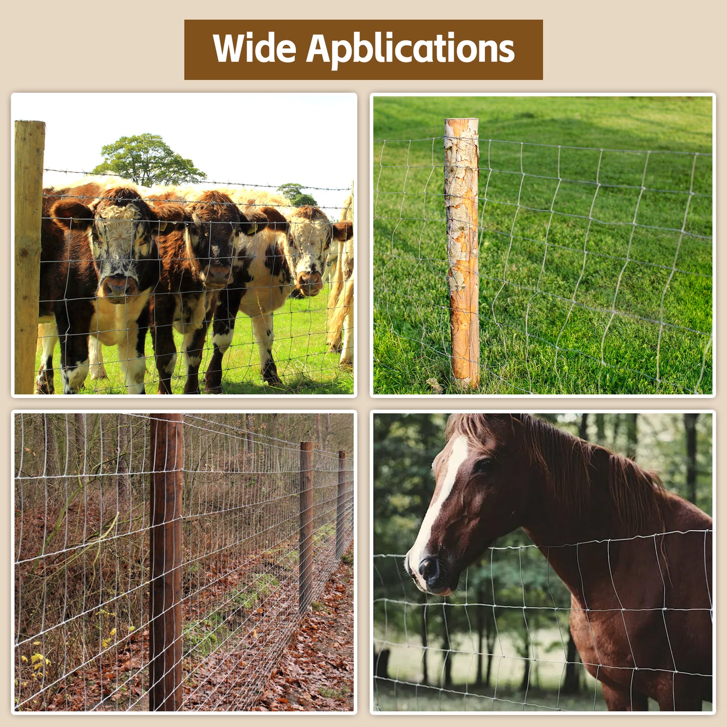 5ft x 164ft Galvanized Steel Farm Fence - Durable & Secure
