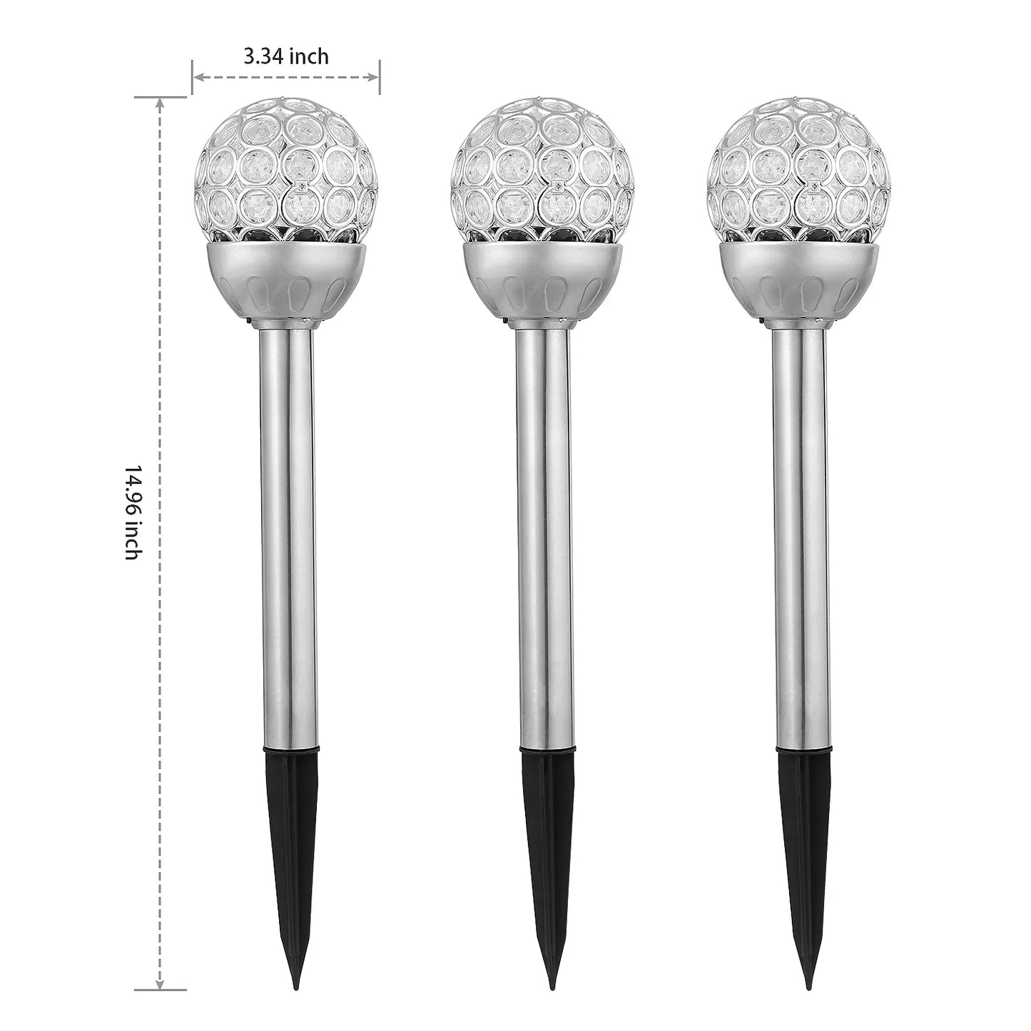 Outdoor Solar Garden Lights 3 Pack Waterproof RGB Ball Lamp Landscape Decor