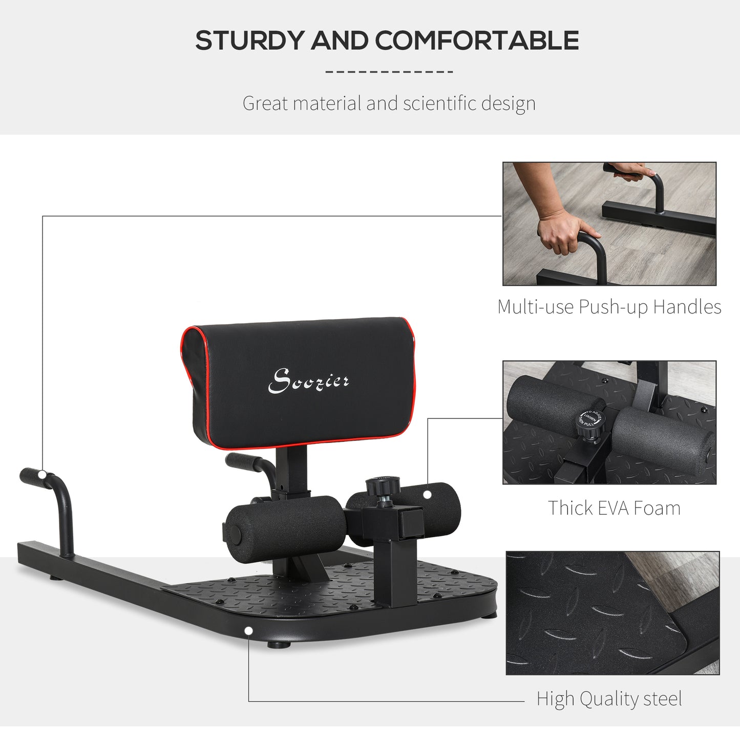 3-in-1 Padded Push Up Sit Up Squat Machine - Home Gym Fitness Equipment