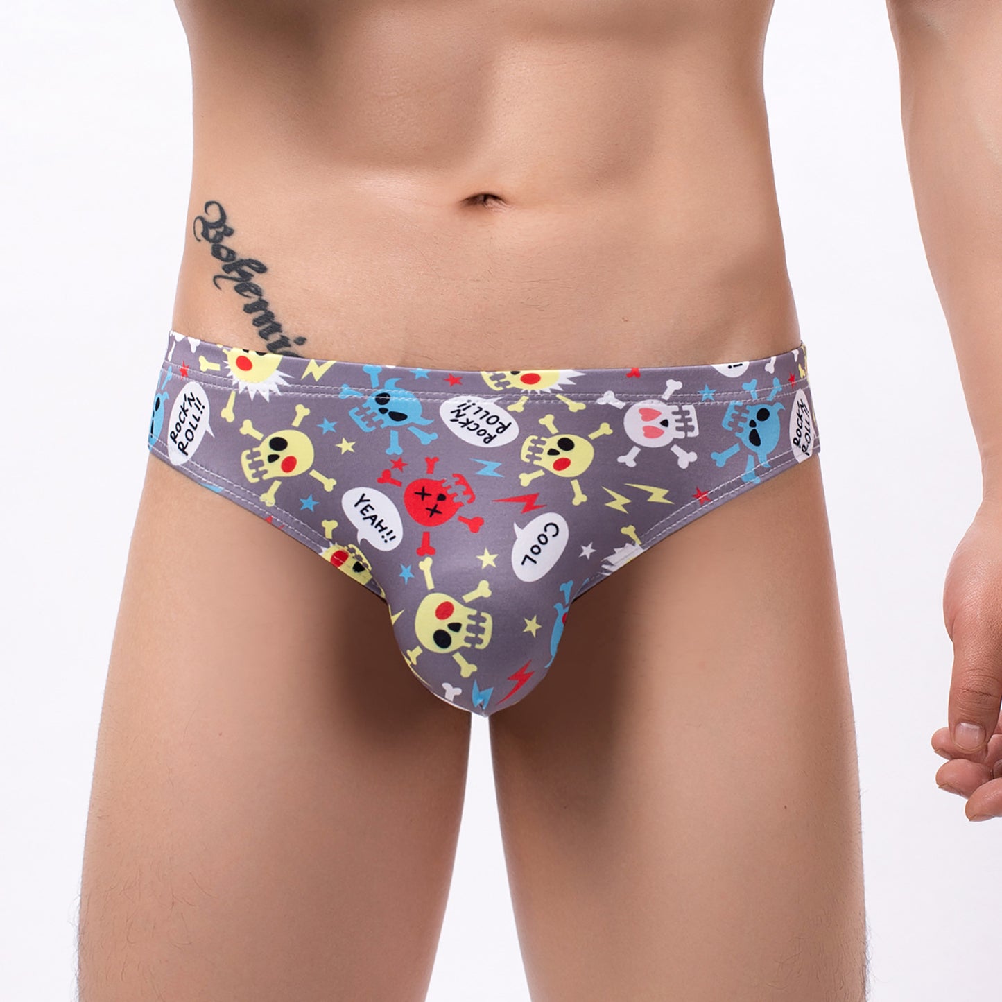 Men's Cartoon Print Briefs - Breathable Mid-Waist Underwear with Hip Lift