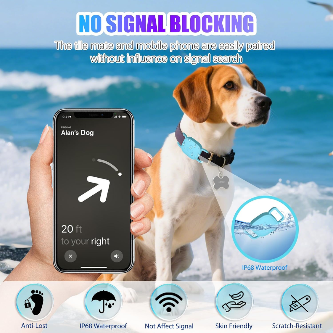 Waterproof Pet Tracker Collar Holder for Tile Mate - Soft Silicone, Anti-Lost, Fits Dogs & Cats