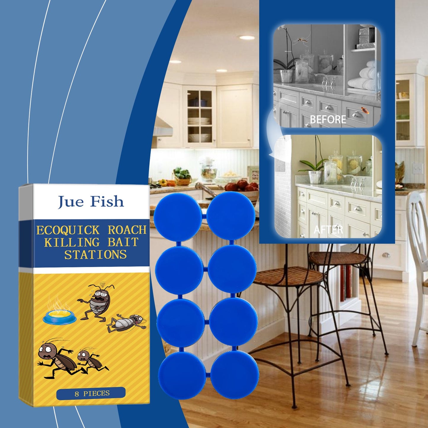 8pcs In 1box, Roach Killer Indoor Infestation, Bait Gel Traps