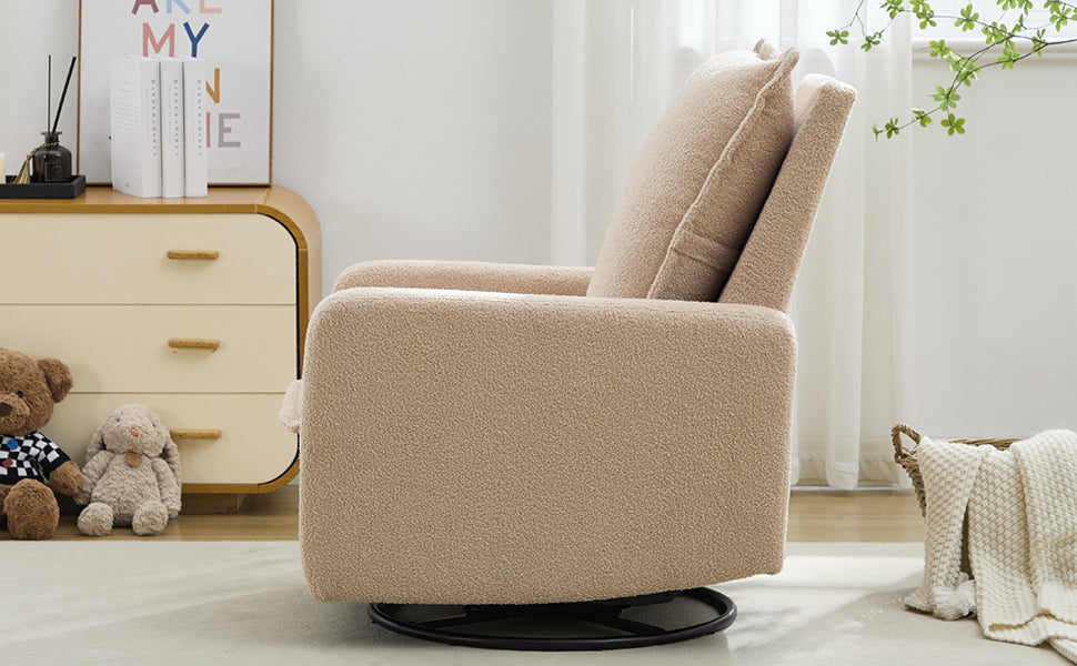 Swivel Rocker Recliner Chair - Teddy Fleece Oatmeal