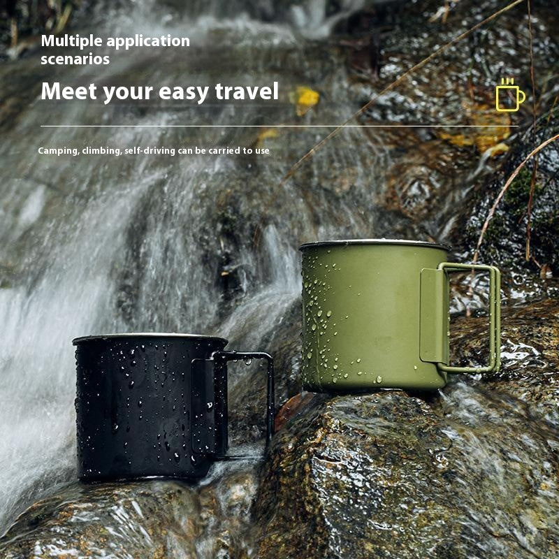 Portable Stainless Steel Camping Water Cup - Foldable Travel Drinking Mug