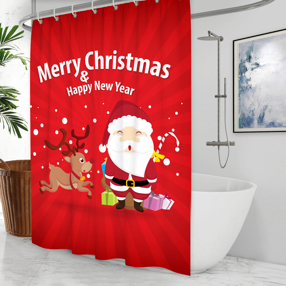 Waterproof Polyester Shower Curtain - Mildew Resistant, Multiple Sizes & Styles