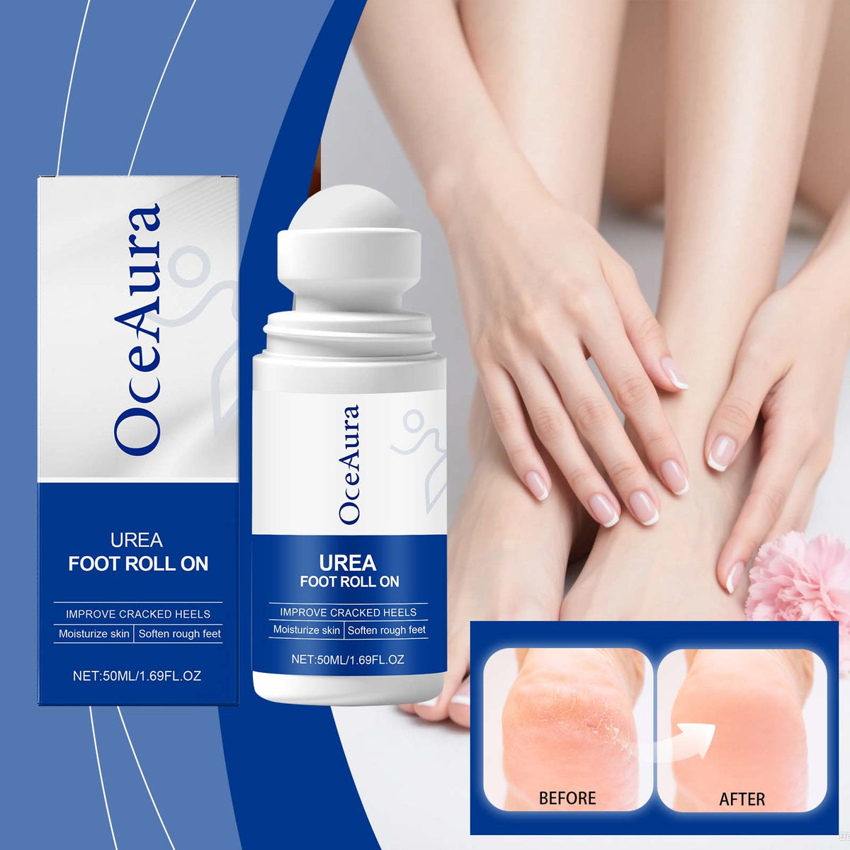 Urea Foot Moisturizer Roll-On 50ml - Hydrating Foot Care Solution