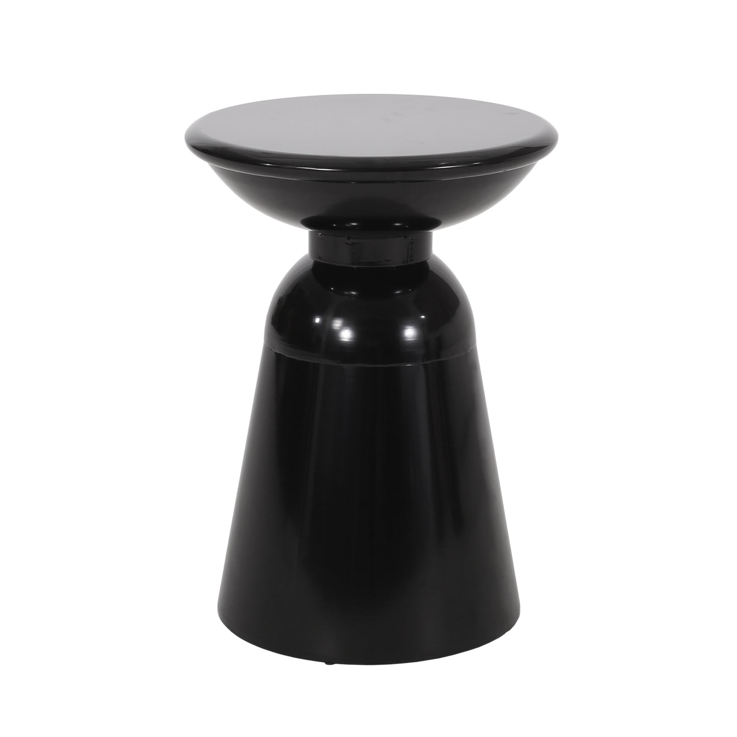Outdoor Metal End Table - Large Black Iron Design