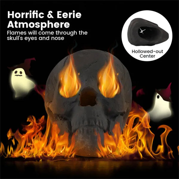 Realistic Human Skull Fire Pit Decoration for Halloween