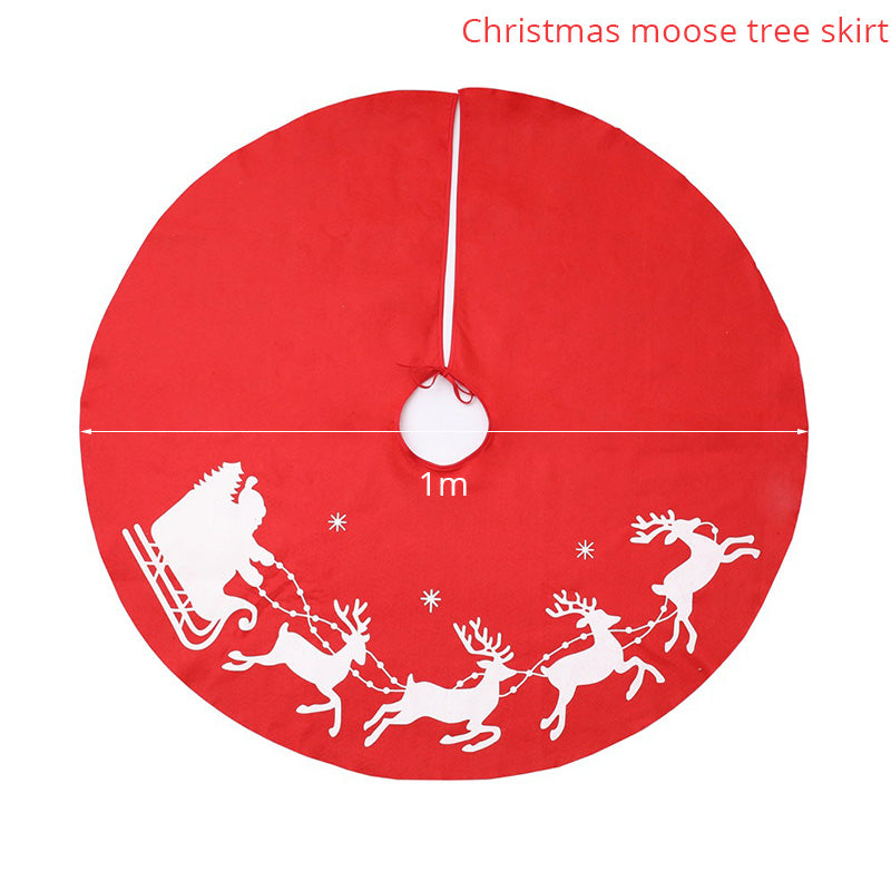 Christmas Elk Tree Skirt 100cm Holiday Decoration for Christmas Tree