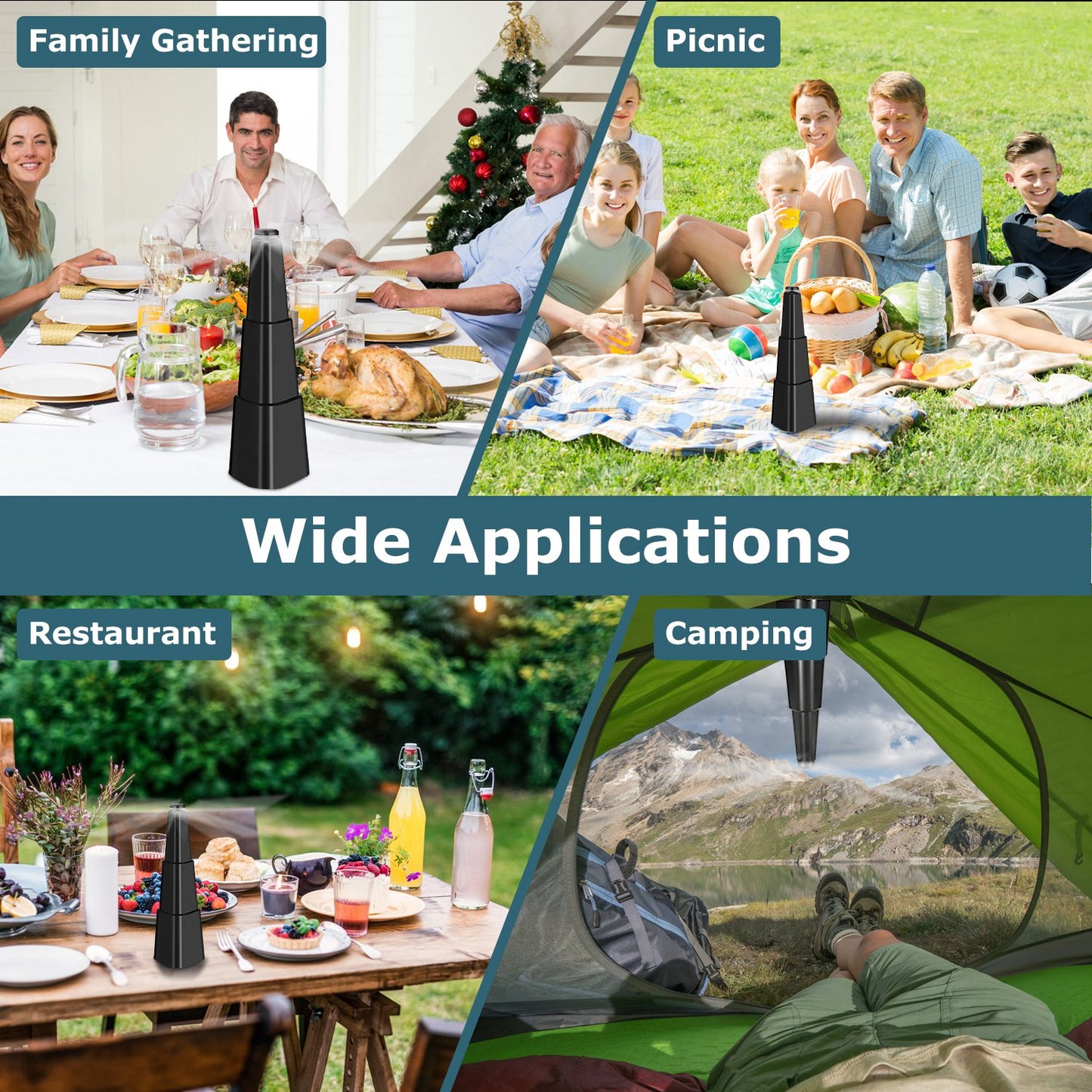 4-Pack Battery-Powered Fly Repellent Fan for Outdoor Dining