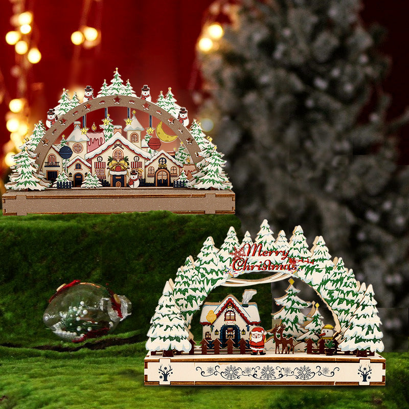 Christmas Village Wooden Display Decoration for Window or Storefront