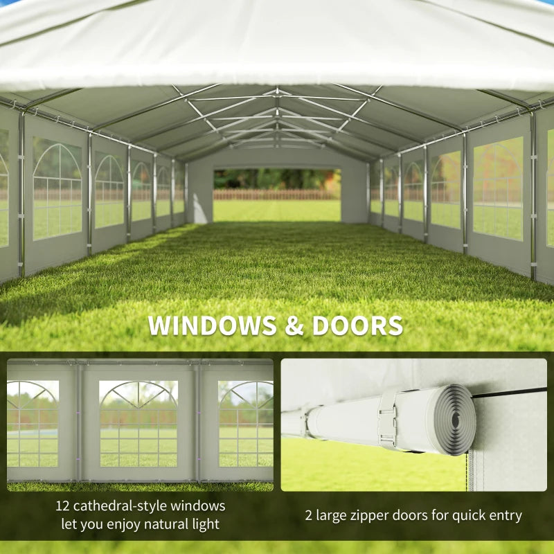Heavy Duty 20x40 Ft Party Tent with Removable Sidewalls - White