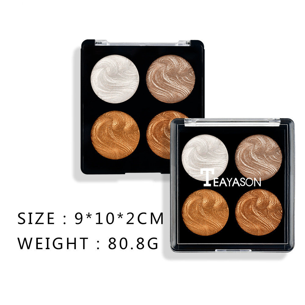 4-Color Highlighting Eyeshadow Palette Brightening Cake Makeup Set - CJ