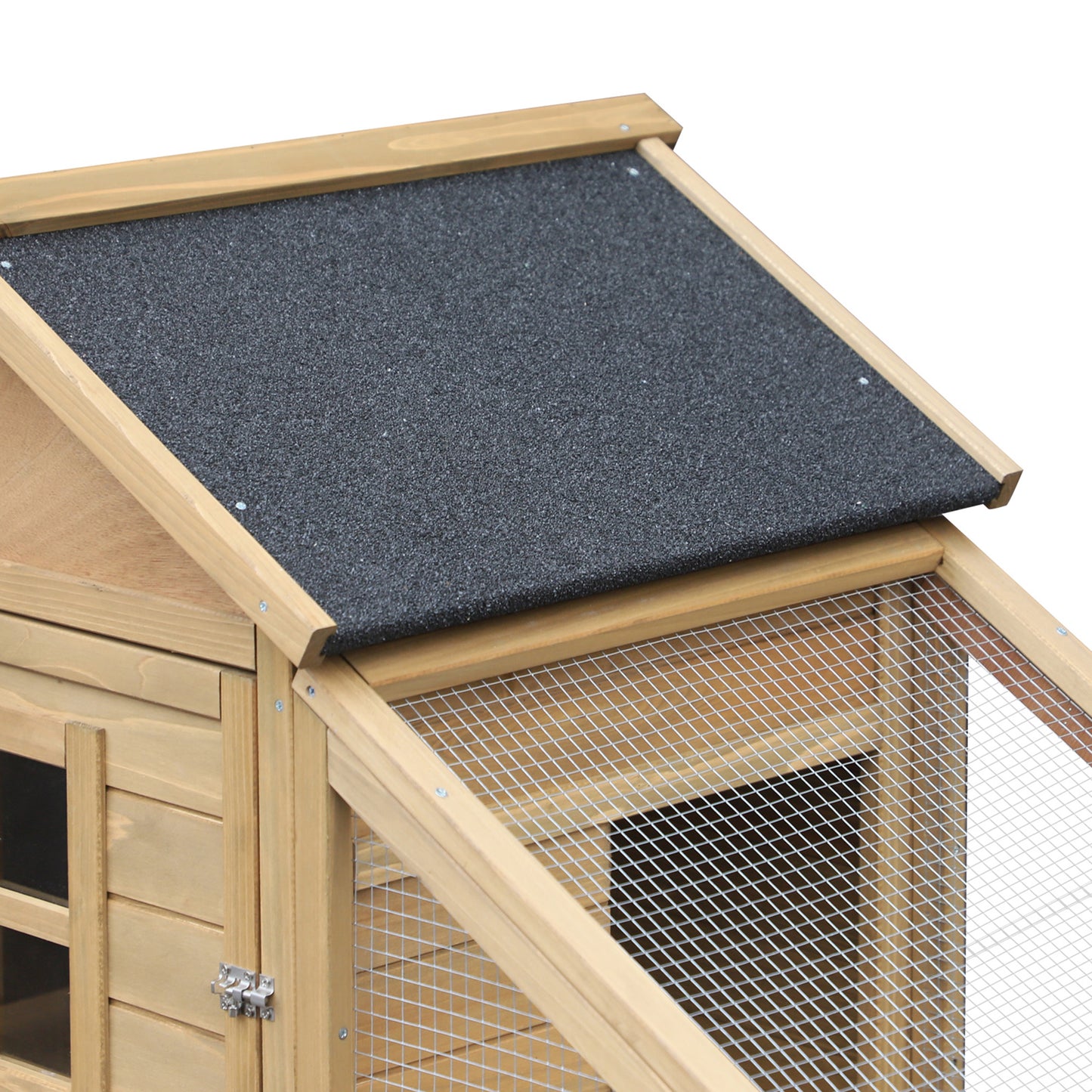 69-Inch Wooden Chicken Coop with Ramp Nesting Box Ventilated Window & Tray