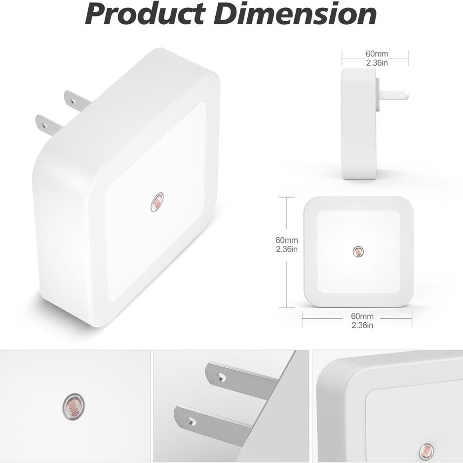 8-Pack Dusk-to-Dawn LED Night Lights Plug-in Wall Lamps Warm White Sensor