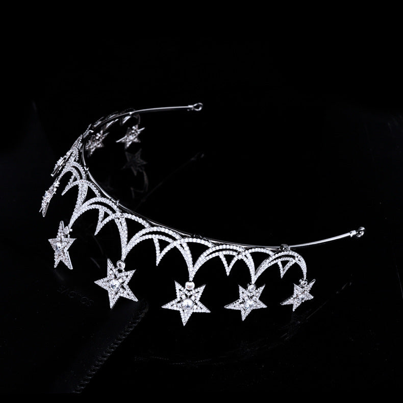 Zircon Crown Headband - White Gold Plated