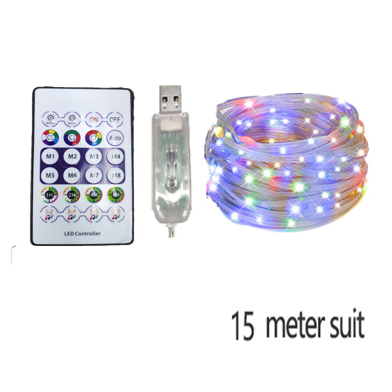 Outdoor RGB LED Rope Lights with Remote Control - 200 LEDs, Plug-In, Durable String Lighting