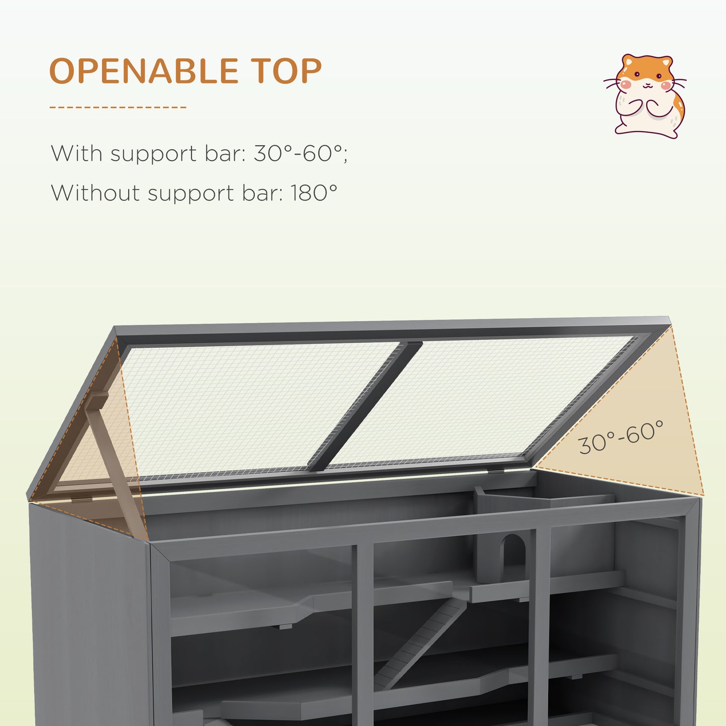 Extra Large Wooden Hamster Cage with Roof Hatch Ramps and Clear Windows