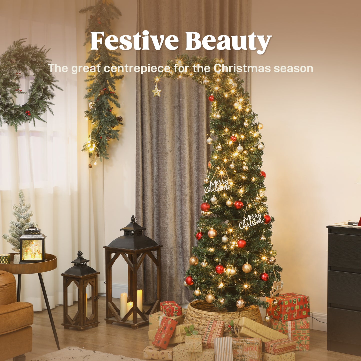 6 ft Prelit Christmas Tree - Slim High Mountain Fir with 200 LEDs