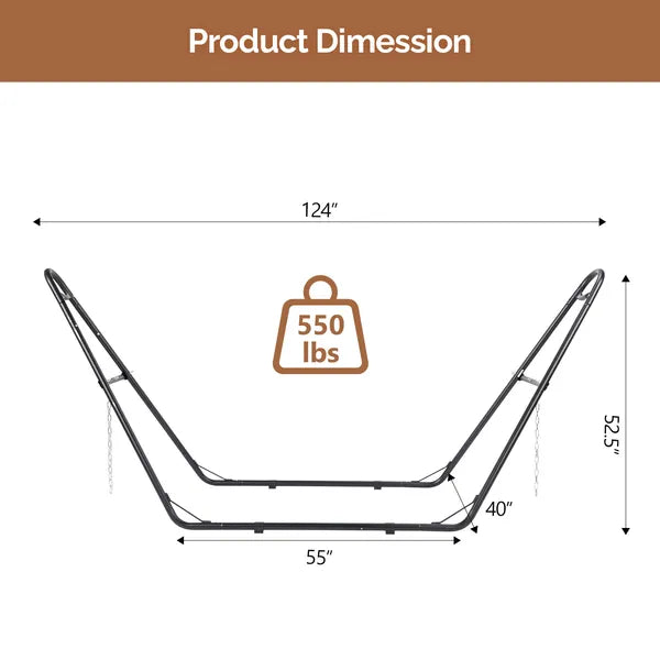 Double-Barrel Hammock Stand Only, Heavy Duty Iron Frame For All