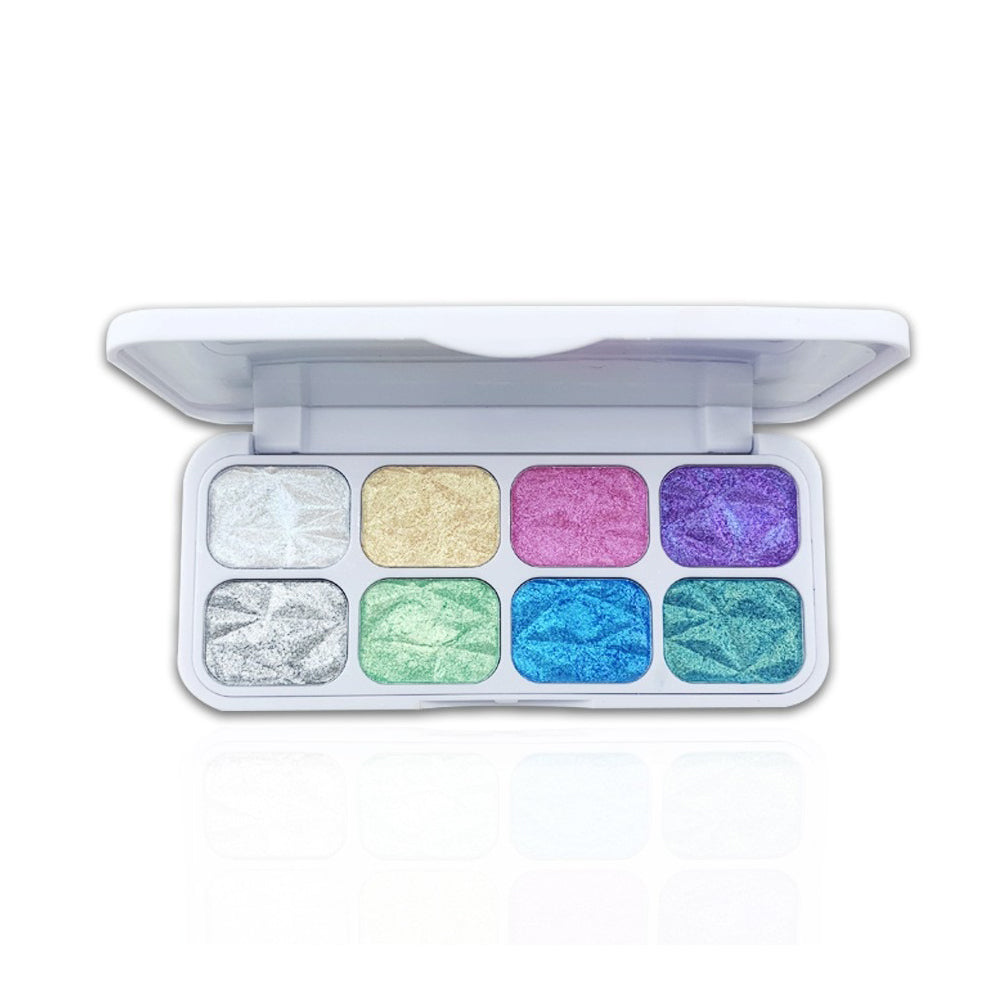 8-Color Macaron Chameleon Eyeshadow Palette - Multichrome Glitter Highlighter