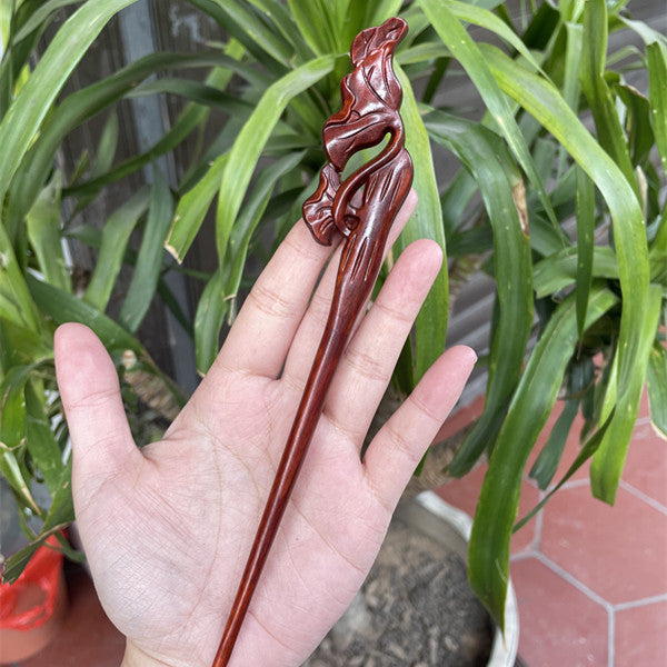 Ebony Antique Carved Hairpin