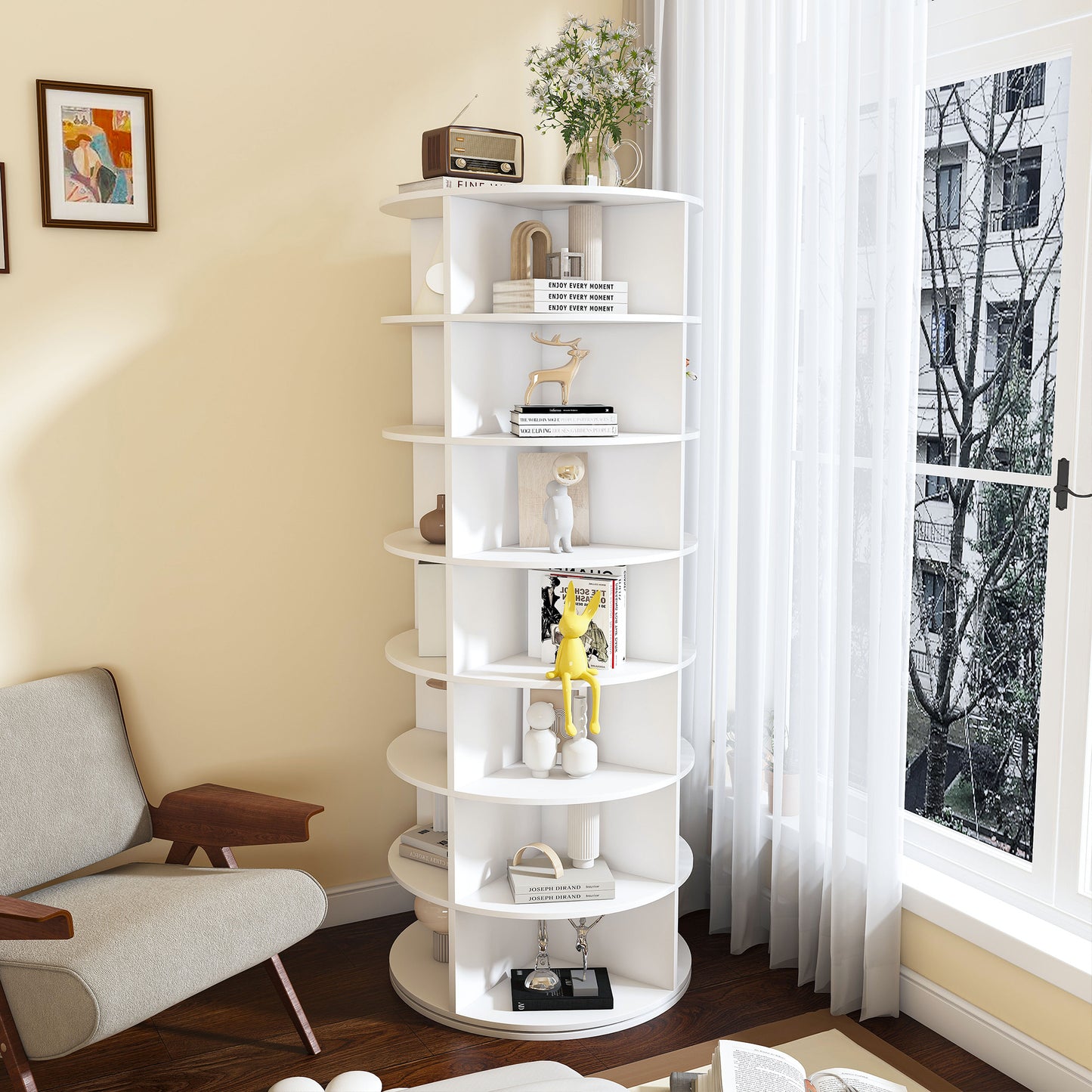 Rotating Shoe Rack Tower, 7-Tier Spinning Storage Rack, Free Standing