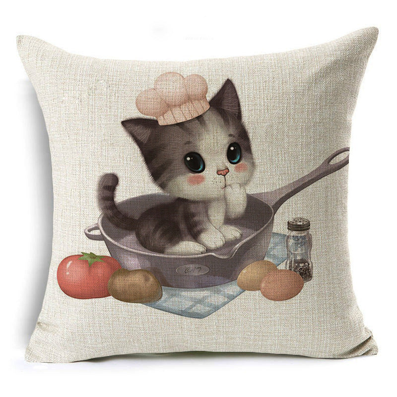 Cartoon Style Cotton Pillow Cover - 45x45cm Decorative Cushion Case