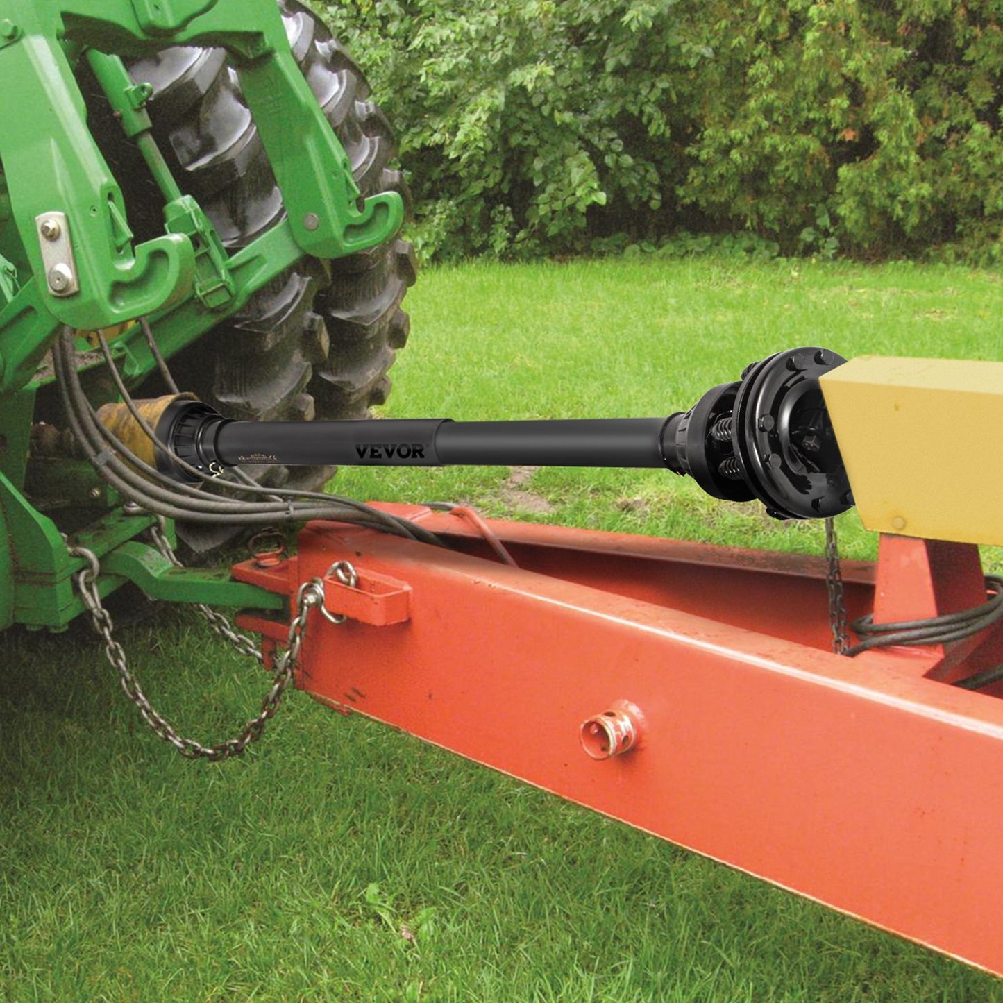 Garden PTO Drive Shaft 1-3/8" 6 Spline, Adjustable Length 43-57" for Tractor, Brush Hog, Finish Mower - Black