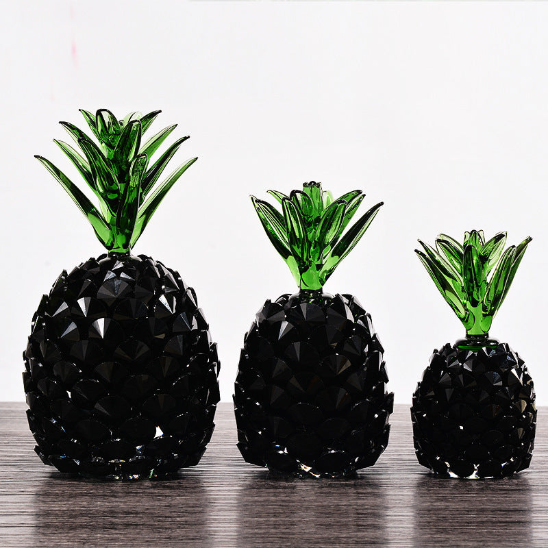 Black Crystal Pineapple Ornament - Modern Gift Decoration for Home & Events